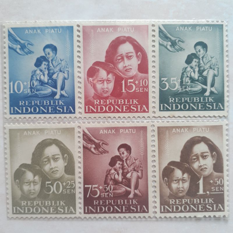 

(A) Perangko Indonesia Anak Piatu Tahun 1958 set lengkap - 6pcs