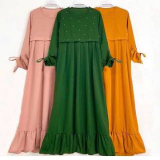 Gamis mutiara bahan Waffle fit L