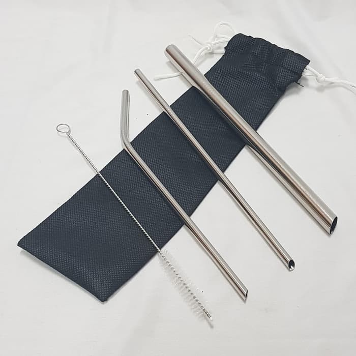 Sedotan Stainless Set 4 pcs / Bubble Stainless Straw