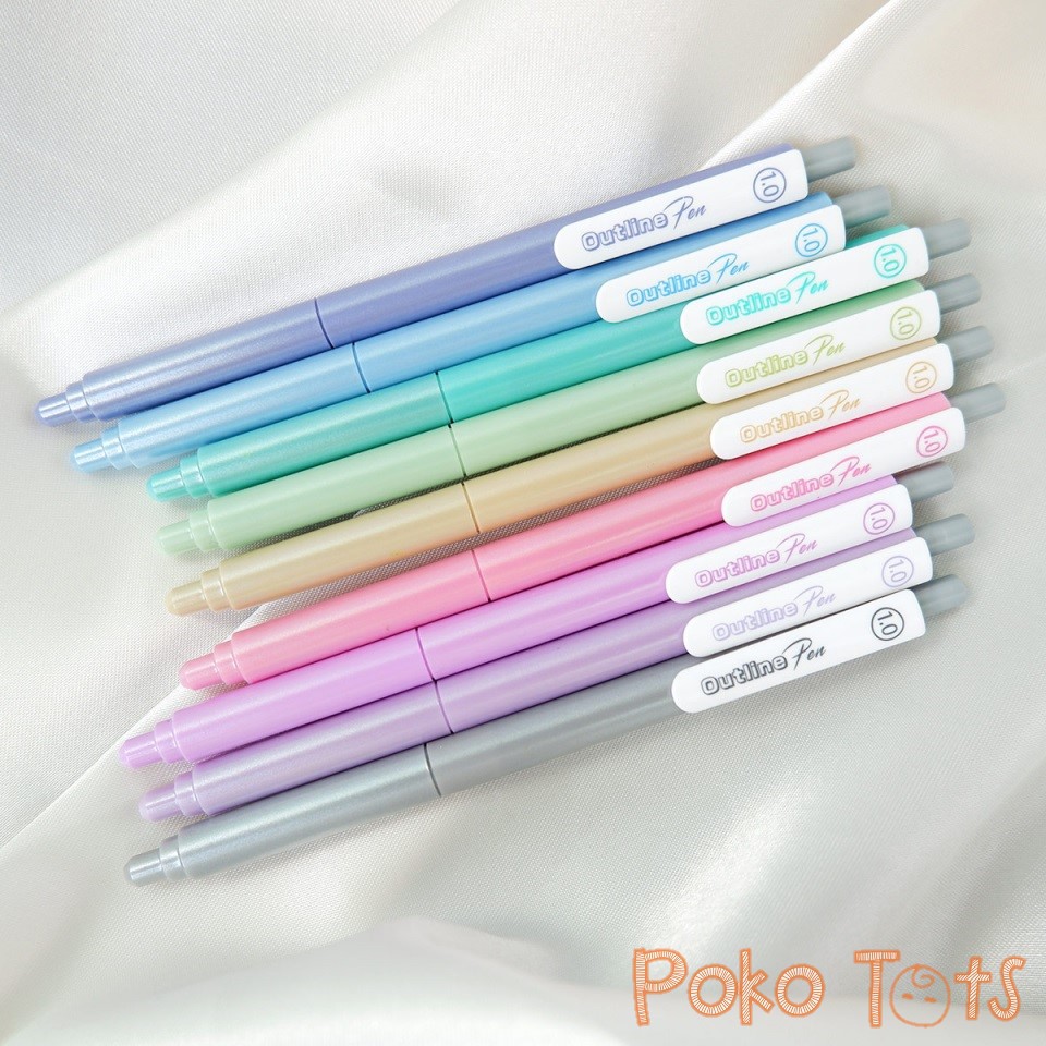 PMM Shands Silver Pastel Outline Pen S633 Isi 9pcs Pulpen Warna Dengan Goresan Silver