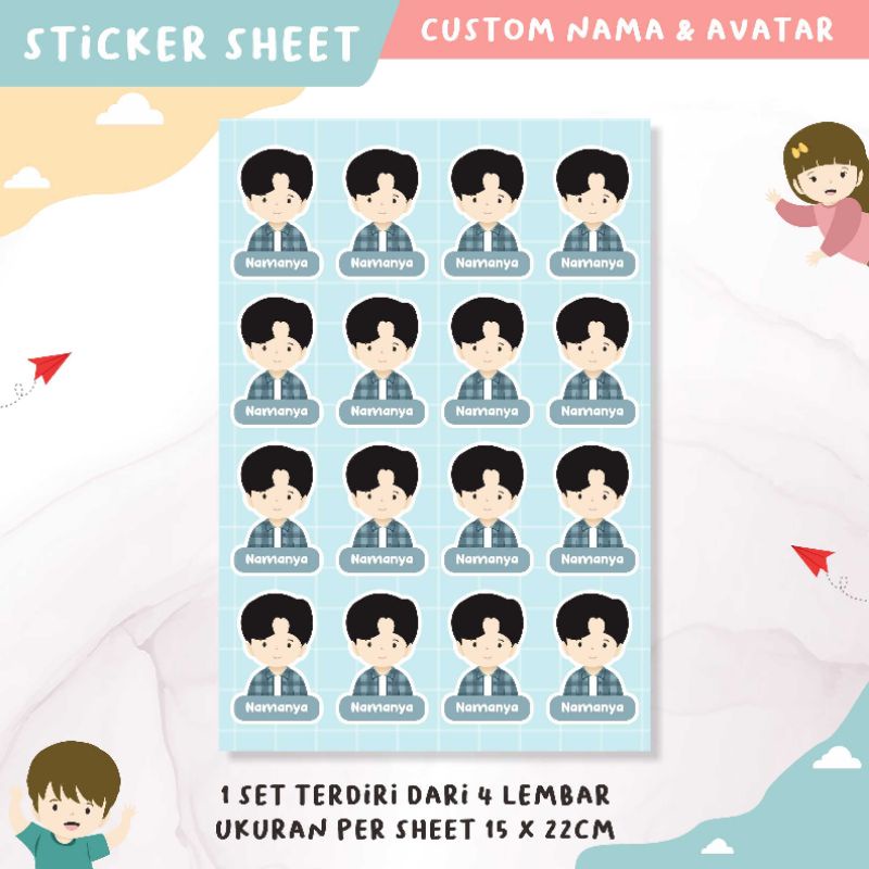 

Stiker nama custom seri karakter boy & girl by inibocil