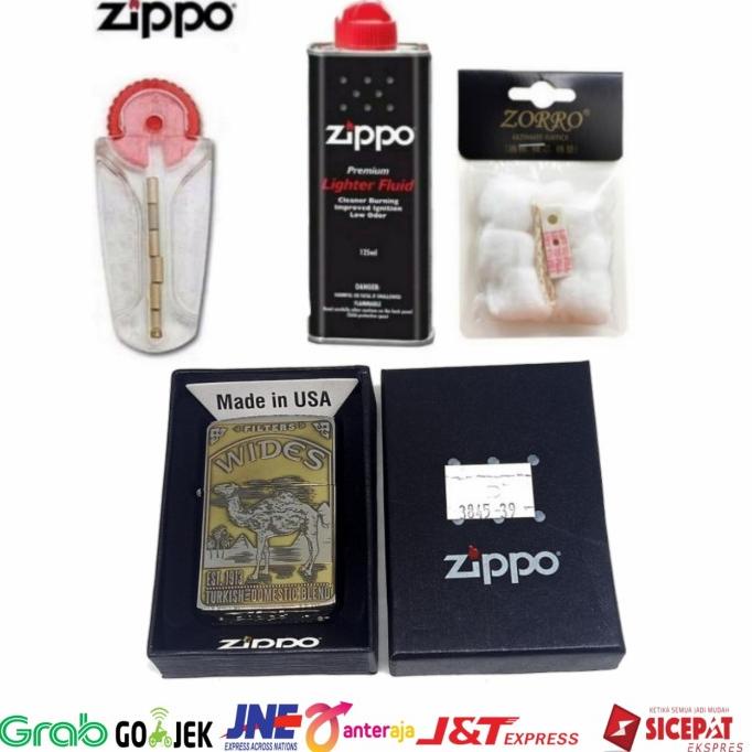 PAKETAN LENGKAP KOREK API ZIPPO LOGO FILTERS WIDE / ZIPPO PAKETAN