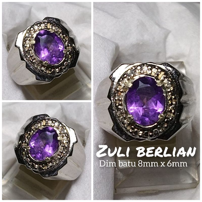 Cincin batu permata kecubung Kalimantan