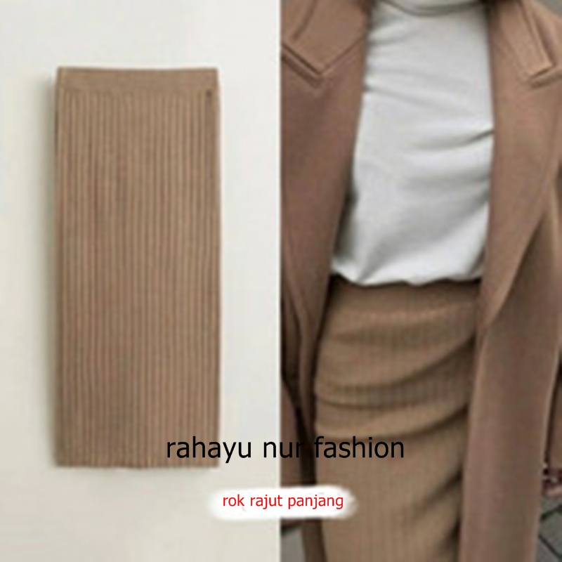 Rok Plisket Span Wanita Panjang Premium / Rok Rajut Span 7 8 Premium Rajut Tebal / Rok Rajut Panjang