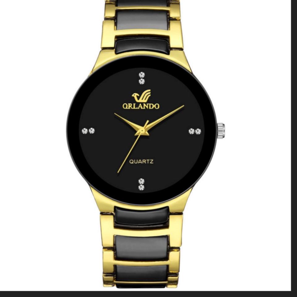 Tidak akan Rugi JAM TANGAN PRIA ORLANDO ORIGINAL RANTAI STAINLESS GOLD HITAM EMAS LAIGO JAM095B5 BES