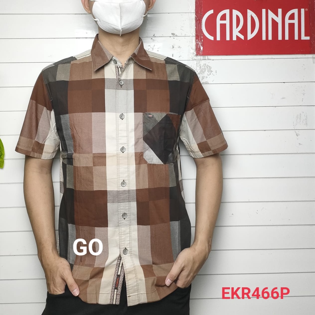 gof XR1 M CARDINAL KEMEJA CASUAL Pakaian Atasan Pria Kemeja Reguler Hem Casual Santai Lengan Pendek