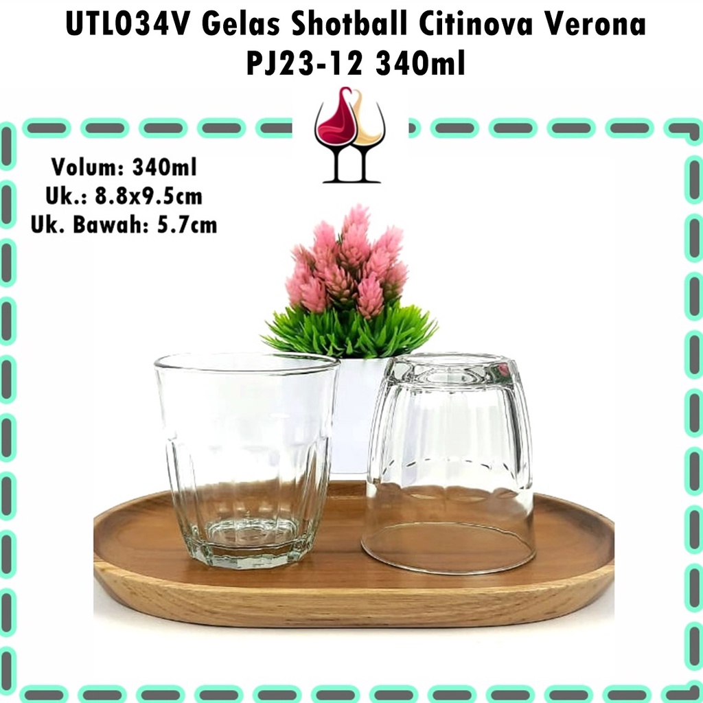 [1pcs] UTL034V Gelas Kaca Lowball/Gelas Latte Citinova Verona PJ23-12 340ml