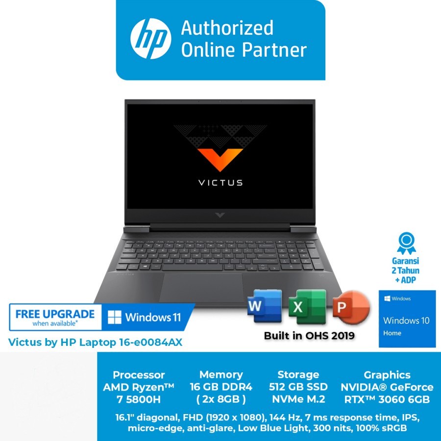 HP Victus 16-e0084AX /AMD Ryzen 7-5800H/16GB/512GB SSD