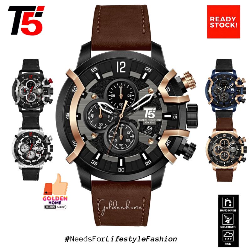 JAM PRIA T5 ORIGINAL 100% H3819 3819 H3819G CHRONOGRAPH TAHAN AIR 3ATM BERGARANSI FREE TIN BOX + PAP