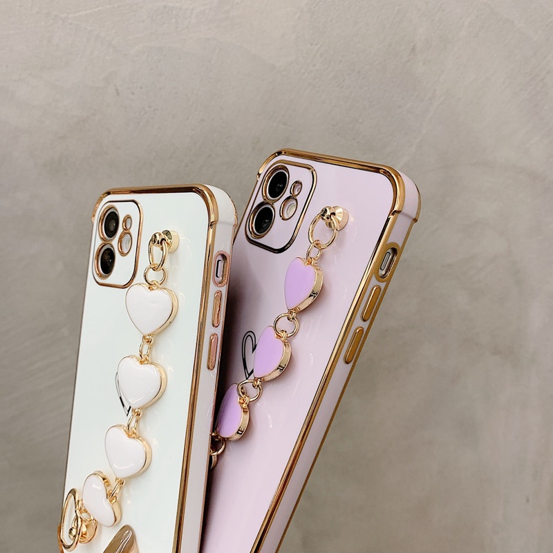 bracelet Electroplating case iphone11 12 Pro Max XS X XR 7 8 Plus SE 2020 side patterned love soft shell shockproof full cover protective cover casing iphone