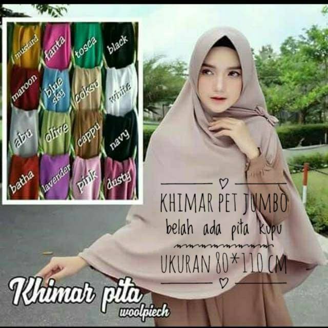 JILBAB INSTAN KHIMAR JUMBO BELAH TENGAH KUPU / KHIMAR PET JUMBO BELAH PITA