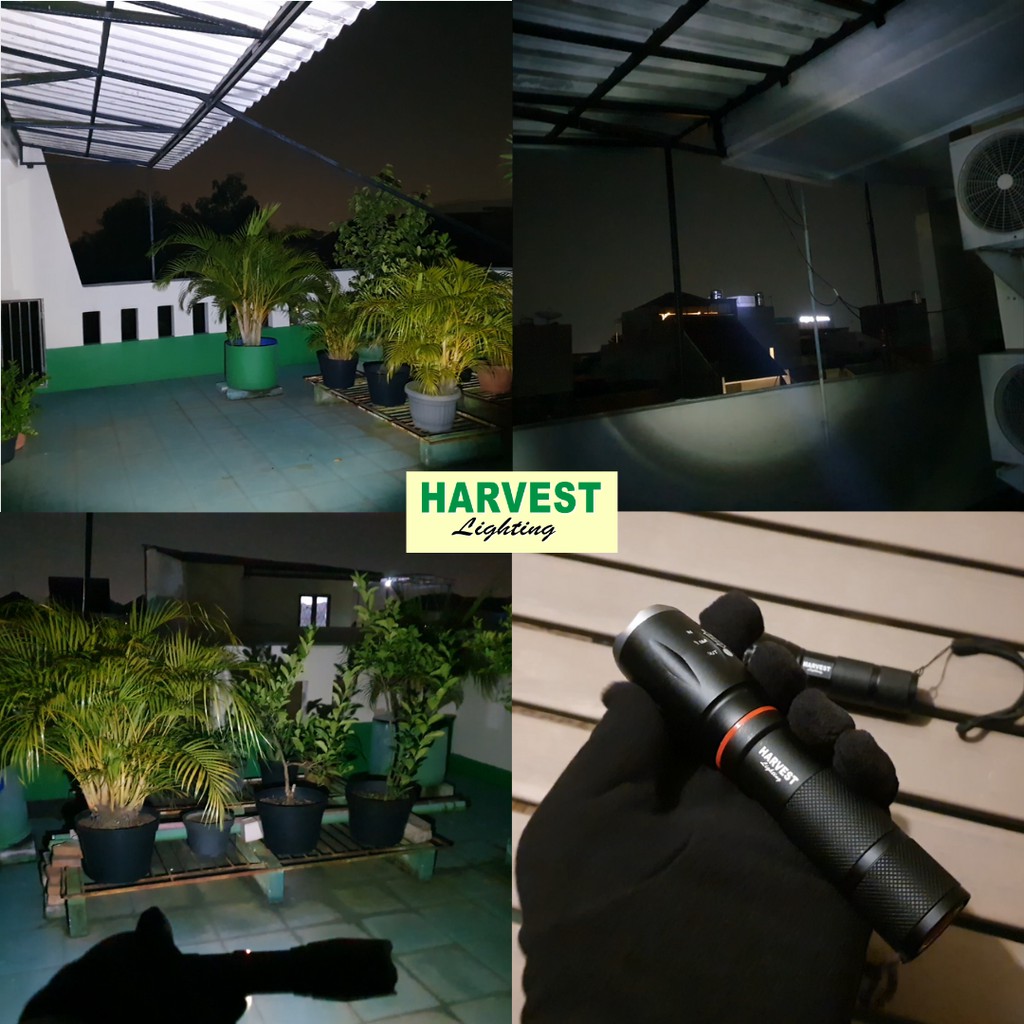 Lampu Senter LED T6 COB Cree HARVEST LIGHTING Flashlight Flash Light Lampu Samping Rechargeable Bergaransi