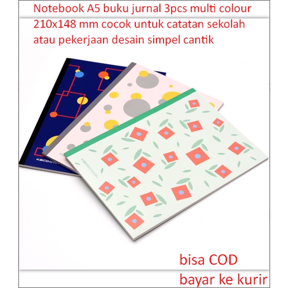 

Notebook A5 buku jurnal 3pcs multi colour 210x148 mm cocok untuk catatan sekolah atau pekerjaan desain simpel cantik