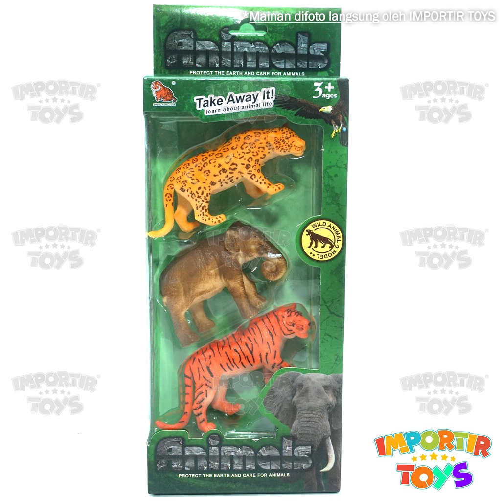 Set Animals Figure 3 Pcs Mainan Hewan Buas Anak Toys Kid Pajangan