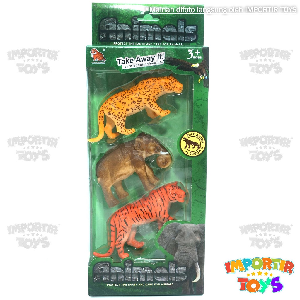 Set Animals Figure 3 Pcs Mainan Hewan Buas Anak Toys Kid Pajangan