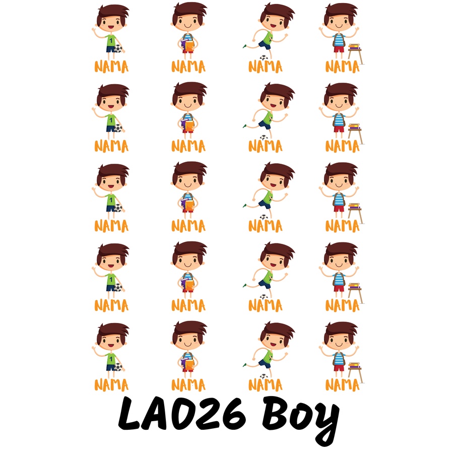 

Sticker Nama Cutting Label Waterproof Tahan Air Kid 26 (LA026)
