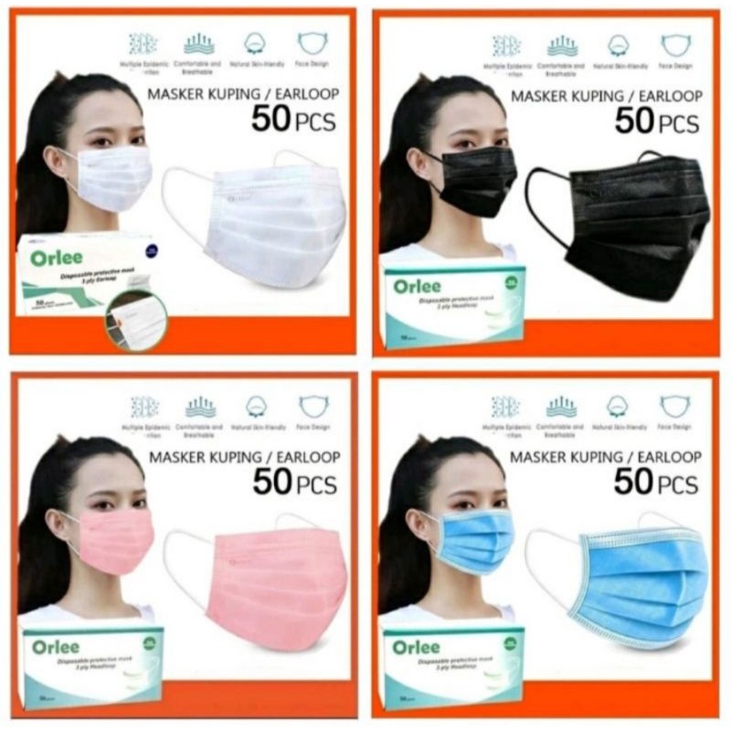 MASKER ORLEE EARLOOP 3PLY ISI 50