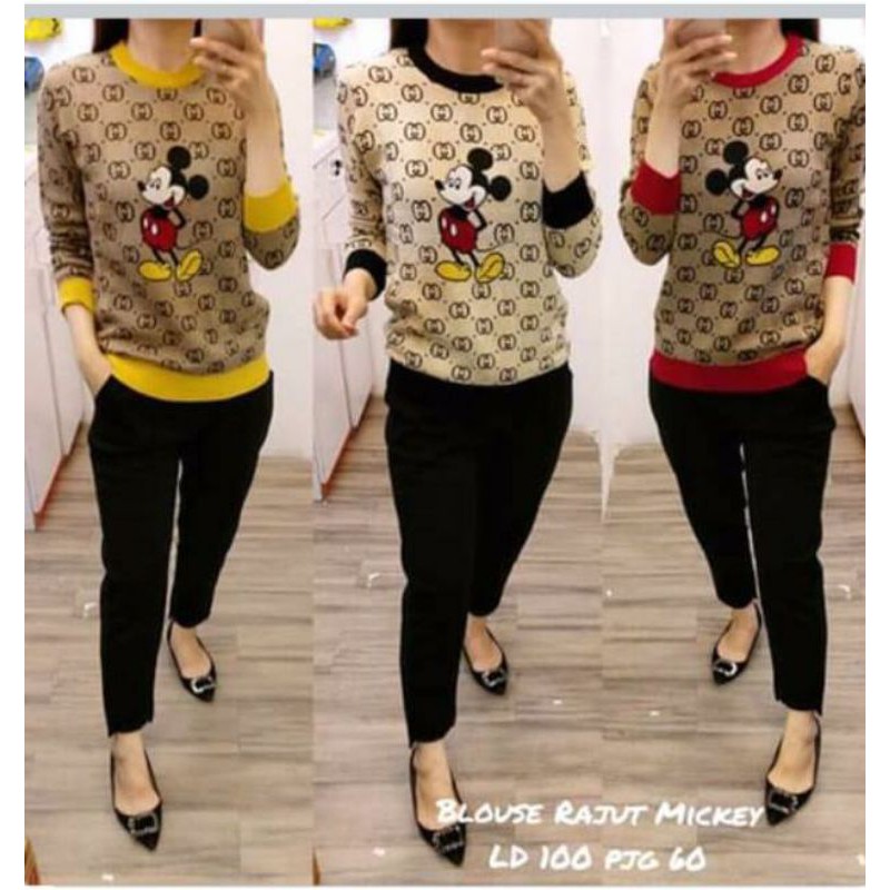 Blouse Sweater Mickey Gusci Rajut Import NBN (3932)