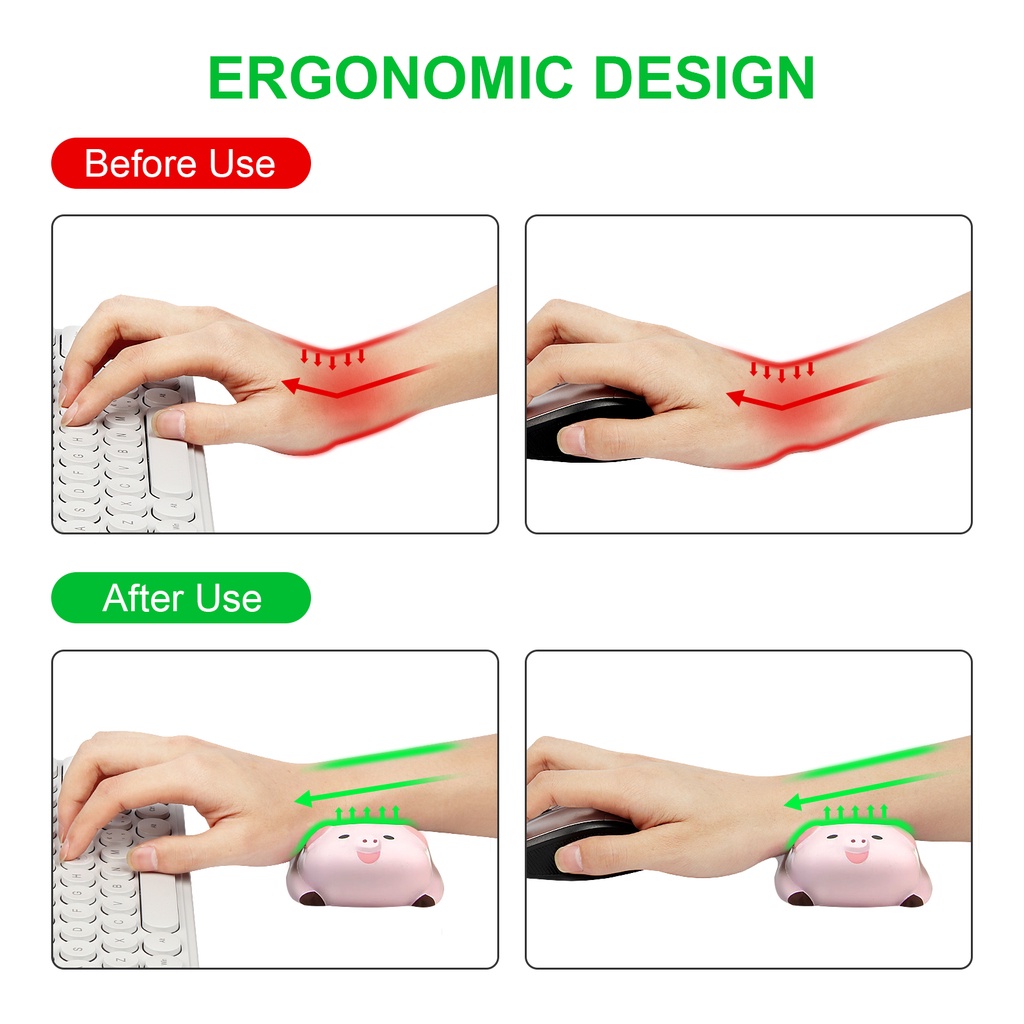 Mouse Pad Dengan Bantalan Pergelangan Tangan Bahan Kulit PU Desain Ergonomis