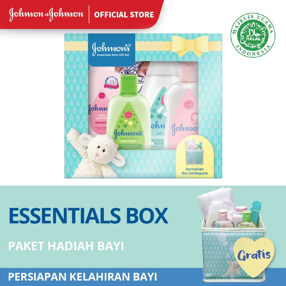 PAKET JOHNSON'S BOX BABY SHOWER GIFT SET | ESSENTIALS BABY GIFT SET - Paket Hadiah Bayi - Sabun Bayi