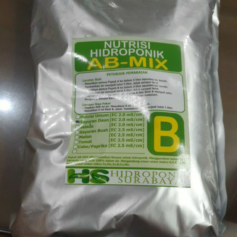 AB Mix Hidroponik Surabaya Daun besar B saja 5 liter