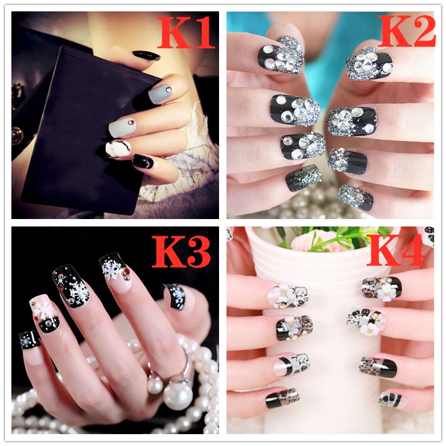 【COD】FLID 24pcs Kuku Palsu 3D Nikah Wedding False Fake Nail Nails Nailart Pengantin Tangan