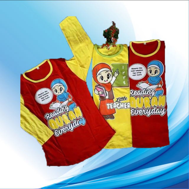 KAOS ANAK MUSLIMAH CEWEK LENGAN PANJANG UMUR 1-9 TAHUN