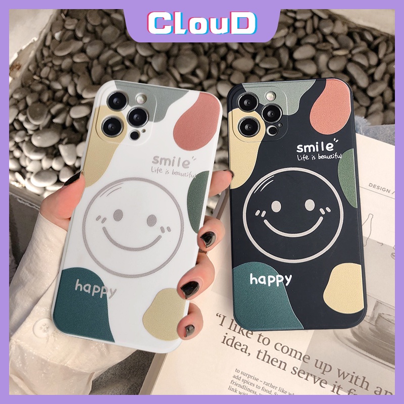 Casing Soft Case Tpu Motif Smiley Face Untuk iPhone 6 6s 7 8 Plus 11 13 12 Pro Max X XR XS Max