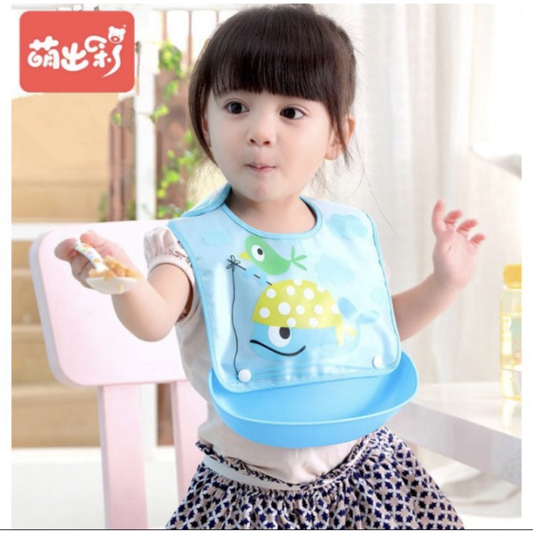 Slabber bayi foldable plastik Bib Alas tatakan makan bayi