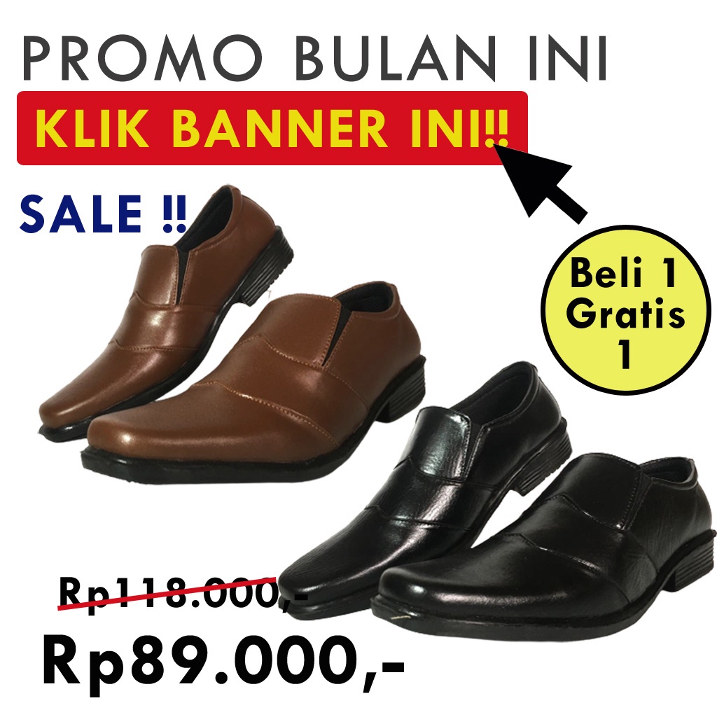 Sale!! Sale!! Sepatu Kerja Kantoran Pria Cowok Dewasa Bahan Synthetic Leather / Sepatu Pantofel Fantofel Formal Resmi Warna Coklat Elegan Kekinian dan Murah