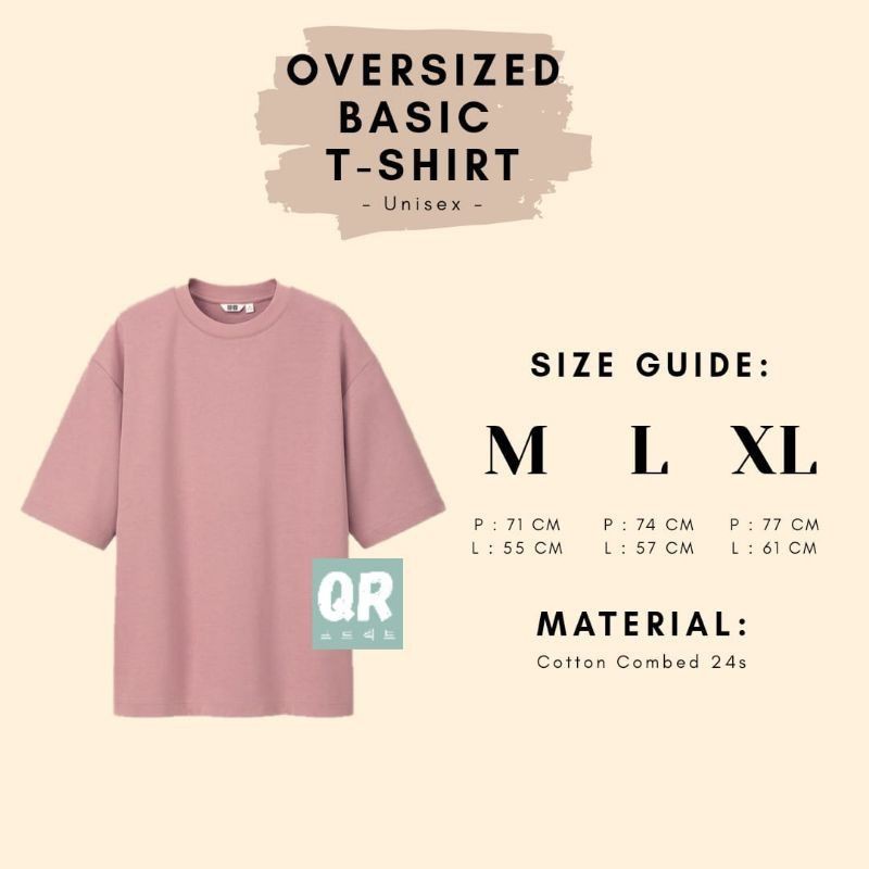 QR PROJECT ID - KAOS POLOS OVERSIZE UNISEX PREMIUM OVERSIZED ALMOND