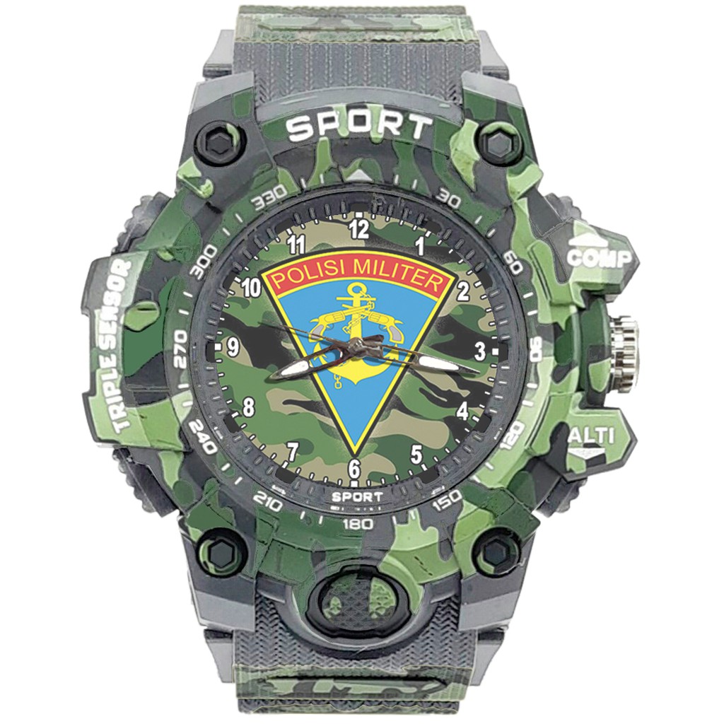 {Istimewa} Jam Tangan PM - POLISI MILITER 8 Abu Army Water Resistant