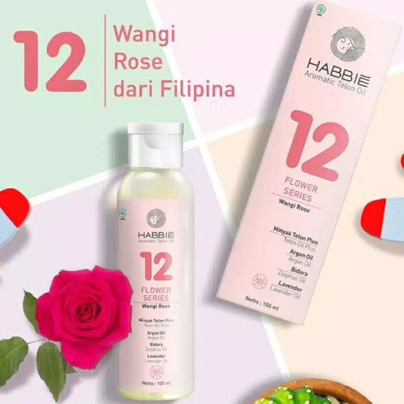 Habbie minyak telon bunga flower aromatic oil anggrek tulip lotus rose lily sakura matcha geranium