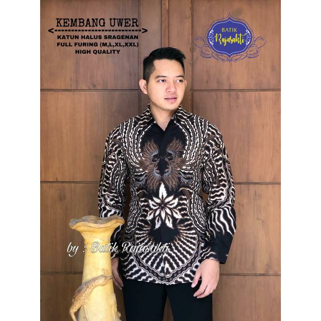 Batik Solo KEMBANG UWER Kemeja Pria Katun Halus Sragenan Full Furing