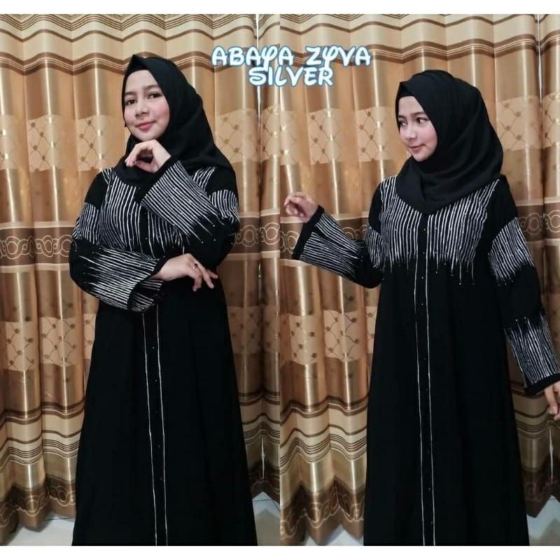 Gallery Exclusive Abaya Hitam Gamis Bordir Turkey Zyva Busui