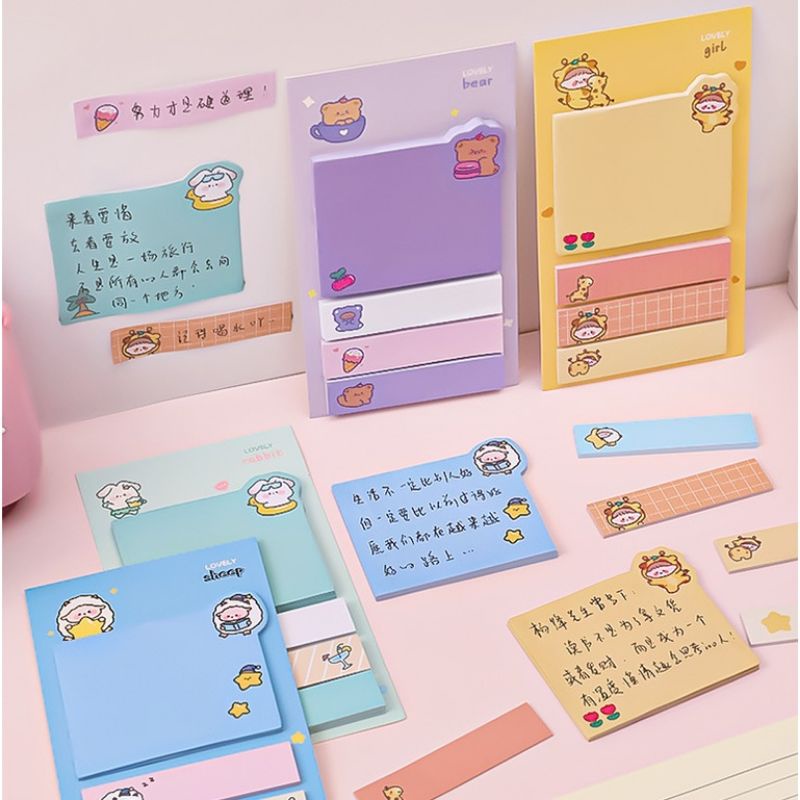 

GAEKOPEDIA|| 80 Lembar Sticky Note Motif Kartun Untuk Sekolah / Kantor / Sticky notes cute animal 4 line paper memo posts it