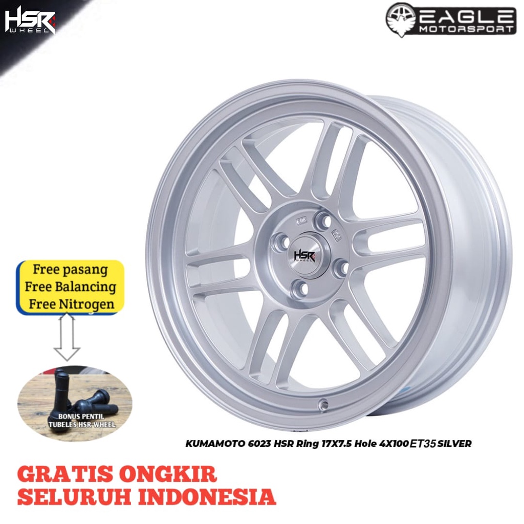 Velg Mobil Vios Mobilio City City Hatchback Agya Ayla HSR KUMAMOTO R17 Ring 17 Silver