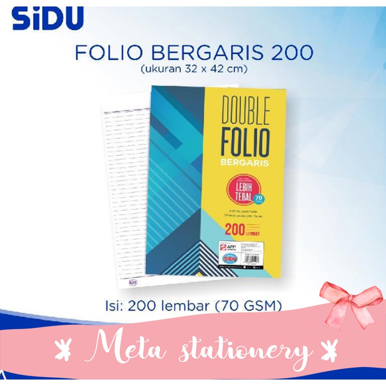 

Kertas Double Folio bergaris 200 lembar 70 GSM Sinar Dunia