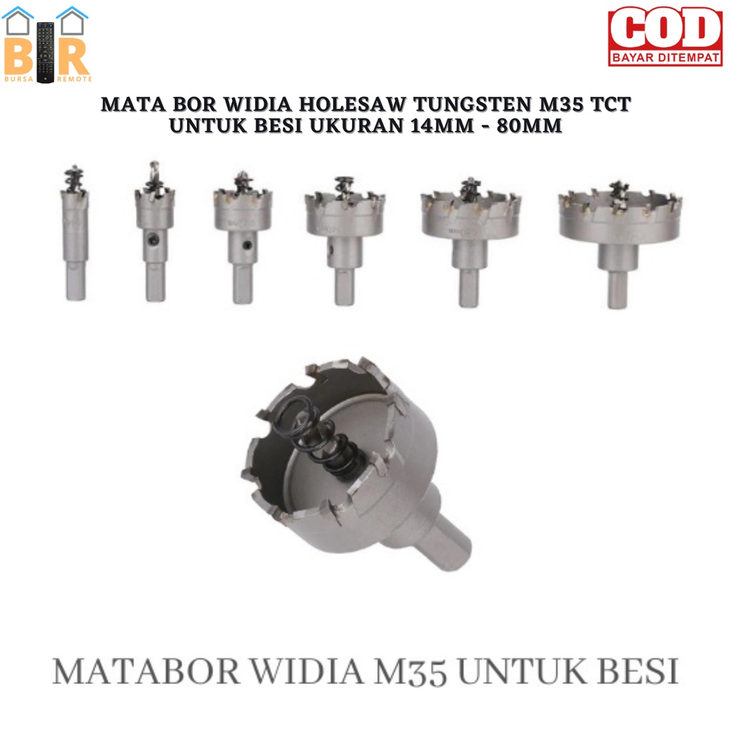 MATA BOR HOLESAW TUNGSTEN M35 TCT UNTUK BESI UKURAN 14MM - 80MM