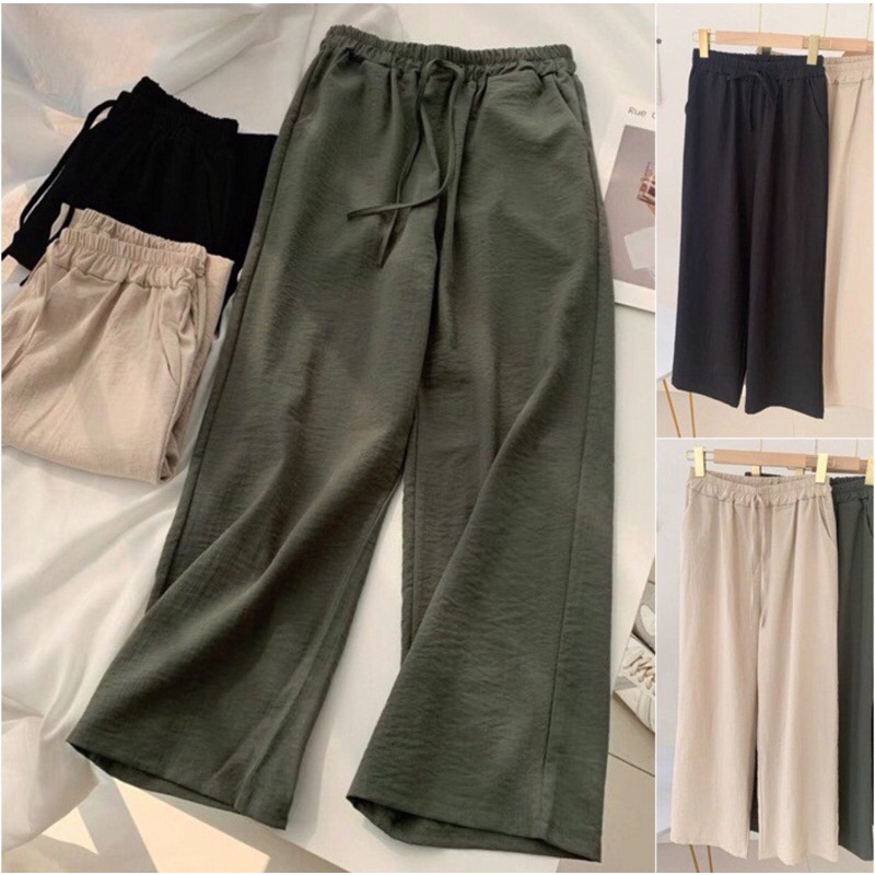 CELANA WANITA JUMBO - KULOT ARMANY PANTS LINEN PINGGANG KARET -  BAWAHAN WANITA KOREAN STYLE &lt;