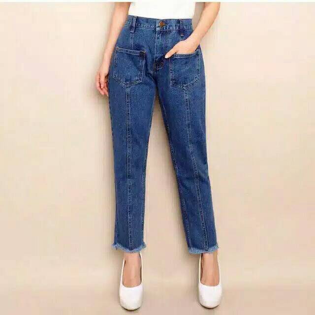 CELANA JEANS WANITA KOREA JUMBO BAGGY PANT KULOT JEANS KOREAN STYLE BOYFRIEND RAWIS BORDIR KEKINIAN