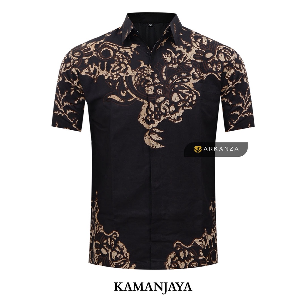 BATIK ARKANZA Motif KAMANJAYA Hem Atasan Kemeja Baju Batik Pria Cowok Laki Laki Slimfit Full Lapis Furing Lengan Panjang Lengan Pendek Original Asli