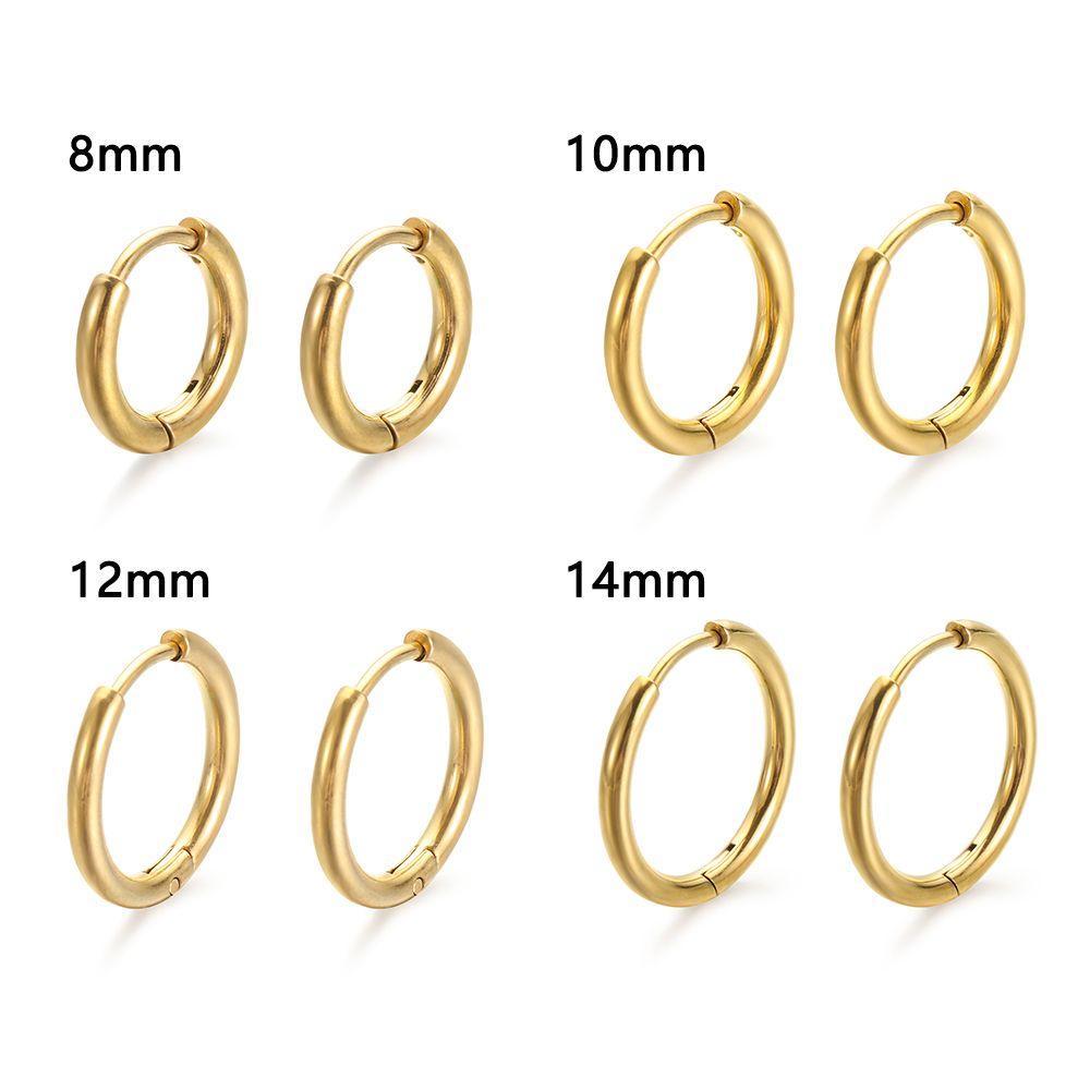 Anting Hoop LILY 8mm/10mm/12mm/14mm Warna Emas Statement Huggie Stud