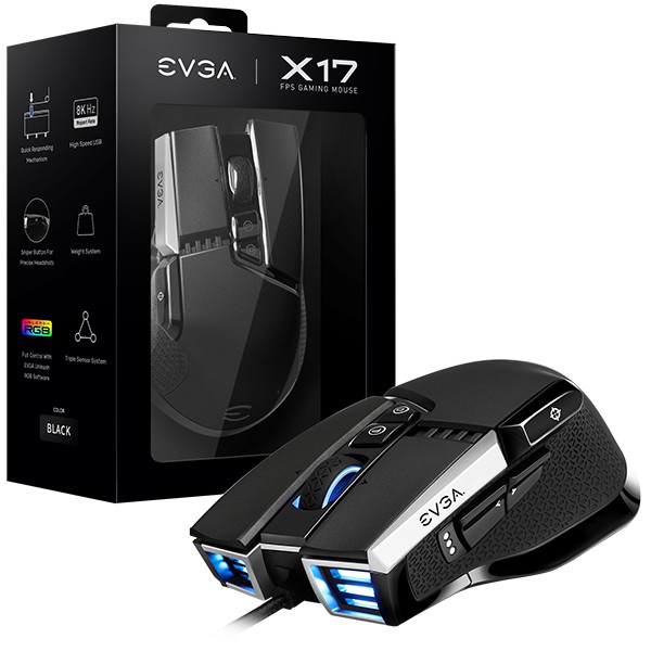 EVGA X17 GAMING MOUSE WIRED BLACK 16.000 DPI LED SYNC 903-W1-17BK-K3