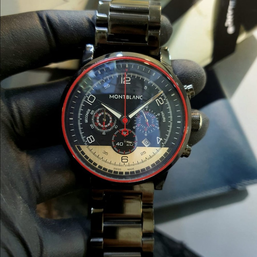 Flash Sale Jam Tangan Montblanc Chain Chronograph Black Garansi 1th