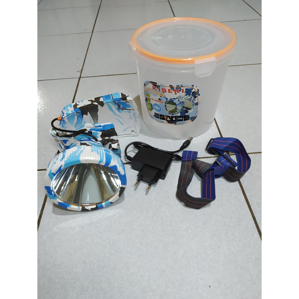 Head Lamp / Senter Kepala KISEKI CK-SK999 250 WATT BODY LORENG Super Terang Baterai Lithium 5000mAh - HEADLAMP KISEKI - Senter Kepala - Super Terang Cahaya Putih Jarak Sorot Jauh dan Tahan 12 Jam | FMS