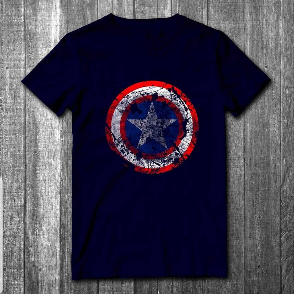 BAJU ATASAN KAOS PRIA DISTRO JF CAPTAIN AMERICA COTTON COMBAT 30S