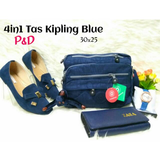 Tas Paket 4in1 / Tas Paket 4 in 1 Kipling Blue