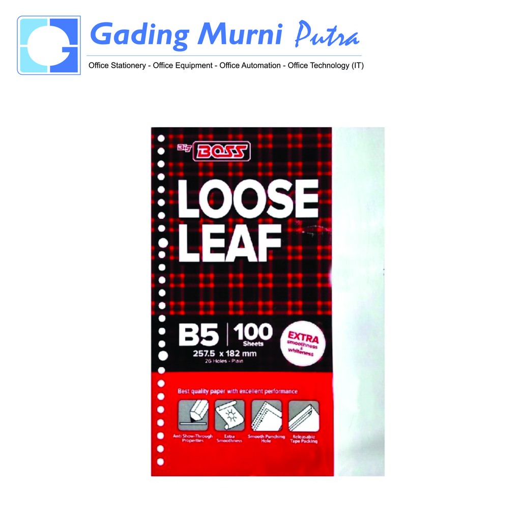 

Loose Leaf Garis B5 - 100 Lembar / Kertas Loose Leaf Big Boss B5 08711003