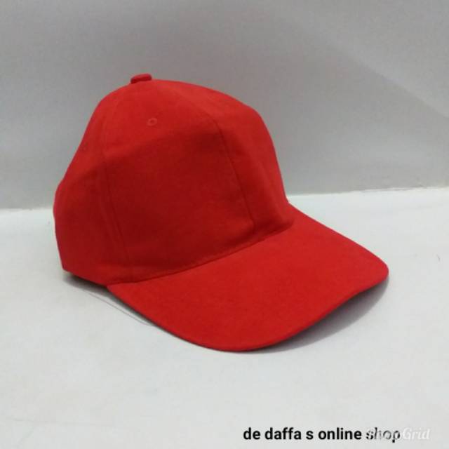 Topi Baseball polos dewasa cap Merah bahan rapel pengait besi